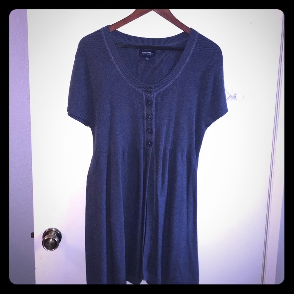 Confederate blue tunic style cardigan sweater, XL